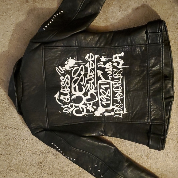 Guess Women's Rare Faux Leather Moto Jacket Sz M EUC - Picture 1 of 8